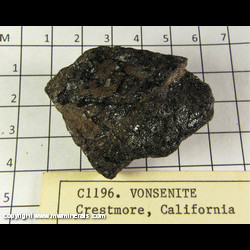 Mineral Specimen: Vonsenite from Crestmore Quarries, Crestmore, Riverside County, California Mineral Specimen: Vonsenite from Crestmore Quarries, Crestmore, Riverside County, California