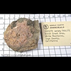 Mineral Specimen: Zoisite variety Thulite from Birch Creek area, White Mountains, Inyo Co., California Mineral Specimen: Zoisite variety Thulite from Birch Creek area, White Mountains, Inyo Co., California