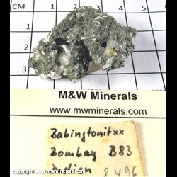 Mineral Specimen: Babingtonite, Quartz from Mumbai (Bombay), Maharashtra, India