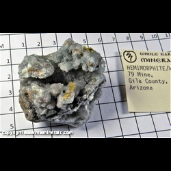 Mineral Specimen: Hemimorphite, Wulfenite (crystals incomplete) from 79 Mine, Gila Co., Arizona