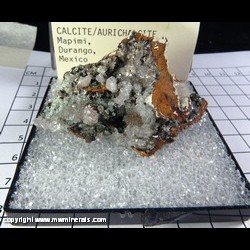 Mineral Specimen: Calcite, Aurichalcite from Mapimi, Durango, Mexico Mineral Specimen: Calcite, Aurichalcite from Mapimi, Durango, Mexico