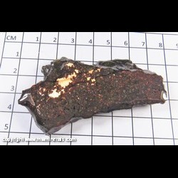Mineral Specimen: Copper, Microcline, Calcite,  Epidote  in Basalt (epoxy coated) from Caledonia Mine, Ontonagon Co,  Michigan