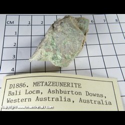 Mineral Specimen: Metazeunerite from Bali Lo copper mine, Ashburton Downs Station, Ashburton Shire, Western Australia, Australia Mineral Specimen: Metazeunerite from Bali Lo copper mine, Ashburton Downs Station, Ashburton Shire, Western Australia, Australia