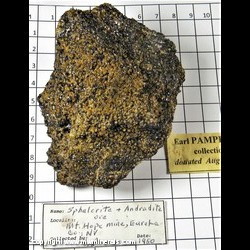 Mineral Specimen: Sphalerite and Andradite Garnet from Mount Hope mine, Mount Hope District, Eureka Co., Nevada Mineral Specimen: Sphalerite and Andradite Garnet from Mount Hope mine, Mount Hope District, Eureka Co., Nevada