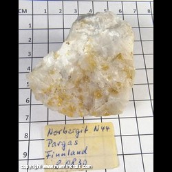 Mineral Specimen: Norbergite, Calcite from Pargas, Finland
