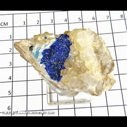 Mineral Specimen: Linarite on Quartz, minor Blue Fluorite and Galena from Blanchard Mine, Bingham, Socorro Co, New Mexico Mineral Specimen: Linarite on Quartz, minor Blue Fluorite and Galena from Blanchard Mine, Bingham, Socorro Co, New Mexico