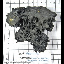 Mineral Specimen: Melilite Crystals (product of smelter) from Houghton Smelter, Houghton, Michigan Mineral Specimen: Melilite Crystals (product of smelter) from Houghton Smelter, Houghton, Michigan