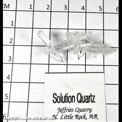 Mineral Specimen: Quartz variety: Solution, double terminated with fadens from Jeffrey Quarry, Jeffrey, Pulaski Co., Arkansas