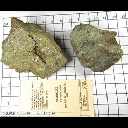 Mineral Specimen: Scorodite (2 specimens, 1 massive and 1 with micro crystals) from Gold Hill Mine, Tooele Co, Utah Mineral Specimen: Scorodite (2 specimens, 1 massive and 1 with micro crystals) from Gold Hill Mine, Tooele Co, Utah