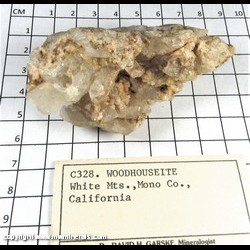 Mineral Specimen: Woodhouseite, Quartz from Champion Mine, White Mountain, Laws, White Mts, Mono Co., California