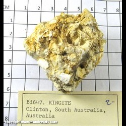 Mineral Specimen: Kingite from Port Clinton, Yorke Peninsula, South Australia, Australia Mineral Specimen: Kingite from Port Clinton, Yorke Peninsula, South Australia, Australia