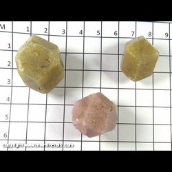 Mineral Specimen: Grossular Garnet (3 crystals) from Sierra de Cruces, Municipio de Mojada , Coahuila, Mexico