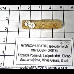Mineral Specimen: Hydroxylapatite pseudomorph after Eosphorite from Fazenda Pomaroli, Linopolis dist., Divion das Laranjeiras, Minas Gerais, Brazil