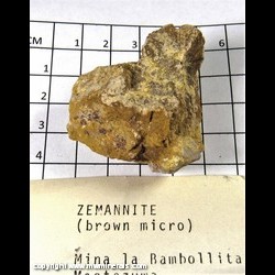 Mineral Specimen: Zemannite with likely Tellurite (yellow) from Mina la Bambollita, Moctezuma, Mun. de Moctezuma, Sonora, Mexico