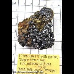 Mineral Specimen: Tetrahedrite, Pyrite from Nivel Rumiallana, Mine Provenza, Cerro de Pasco, Peru