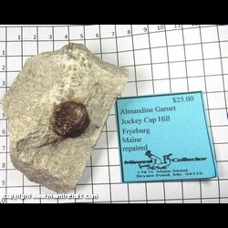 Mineral Specimen: Almandine Garnet (repaired) from Jockey Cap Hill Garnet locality, Fryeburg, Oxford Co., Maine