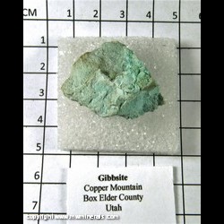 Mineral Specimen: Gibbsite (Copper Stained) from Copper Mountain, Box Elder Co., Utah Mineral Specimen: Gibbsite (Copper Stained) from Copper Mountain, Box Elder Co., Utah