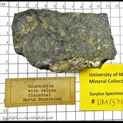 Mineral Specimen: Bournonite, Galena, Quartz from Clausthal-Zellerfeld, Goslar District, Lower Saxony, Germany