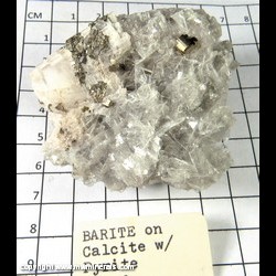 Mineral Specimen: Barite, Calcite, Pyrite (Barite is very thin, some broken crystals) from Mexico