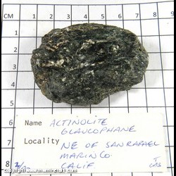 Mineral Specimen: Actinolite, Glauophane from NE of San Rafael, Marin Co., California