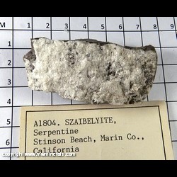 Mineral Specimen: Szaibelyite, Serpentine from Stinson Beach, Marin Co., California