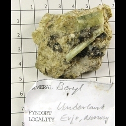 Mineral Specimen: Beryl variety: Aquamarine from Undeland, Evje og Hornnes, Aust-Agder, Norway Mineral Specimen: Beryl variety: Aquamarine from Undeland, Evje og Hornnes, Aust-Agder, Norway