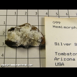 Mineral Specimen: Hemimorphite from Silver Bell Mine, Tombstone, Cochise Co,, Arizona