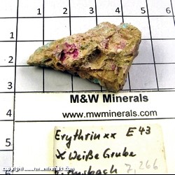 Mineral Specimen: Erythrite from Weisse Grube, Imsbach, Winnweiler, Palatinate, Rhineland-Palatinate, Germany Mineral Specimen: Erythrite from Weisse Grube, Imsbach, Winnweiler, Palatinate, Rhineland-Palatinate, Germany