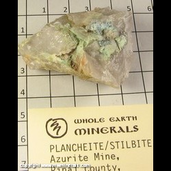 Minerals Specimen: Plancheite on Quartz from Azurite Mine, Pinal Co, Arizona Minerals Specimen: Plancheite on Quartz from Azurite Mine, Pinal Co, Arizona