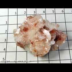 Mineral Specimen: Apophyllite, Red, Druze Quartz, Stilbite from Maharashtra, India