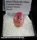 Mineral Specimen: Tourmaline from Morro Redondo, Coronel Murta, Jequitinhona Valley, Minas Gerais, Brazil Mineral Specimen: Tourmaline from Morro Redondo, Coronel Murta, Jequitinhona Valley, Minas Gerais, Brazil