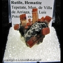 Minerals Specimen: Topaz with included Rutile, Hematite from Tepetate, Mun. de Villa de Arriaga, San Luis Potosi, Mexico Minerals Specimen: Topaz with included Rutile, Hematite from Tepetate, Mun. de Villa de Arriaga, San Luis Potosi, Mexico