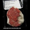 Minerals Specimen: Cinnabar on Calcite from Mina San Bartolo, Charcas, San Luis Potosi, Mexico Minerals Specimen: Cinnabar on Calcite from Mina San Bartolo, Charcas, San Luis Potosi, Mexico