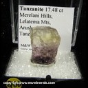 Mineral Specimen: Tanzanite, Bicolor Crystal - 17.48 ct from Merelani Hills (Mererani), Lelatema Mts, Arusha Region, Tanzania