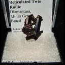 Mineral Specimen: Reticulated Twin Rutile from Diamantina, Minas Gerais, Brazil Mineral Specimen: Reticulated Twin Rutile from Diamantina, Minas Gerais, Brazil