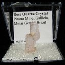 Mineral Specimen: Rose Quartz Crystal, Muscovite from Pitorra Mine, Galileia, Minas Gerais, Brazil