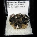 Mineral Specimen: Sphalerite, Fluorite from Hardin Co., Illinois Ex. A. Neely, 1960s Mineral Specimen: Sphalerite, Fluorite from Hardin Co., Illinois Ex. A. Neely, 1960s