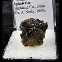 Mineral Specimen: Sphalerite, variety Ruby Jack from Highland Co., Ohio Ex. Neely circa 1960 Mineral Specimen: Sphalerite, variety Ruby Jack from Highland Co., Ohio Ex. Neely circa 1960