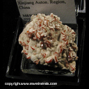 Mineral Specimen: Wulfenite, Calcite from Jianshan Mine, Ruoqiang Co., Bayin'gholin Auton. Pref., Xinjiang Auton. Region, China Mineral Specimen: Wulfenite, Calcite from Jianshan Mine, Ruoqiang Co., Bayin'gholin Auton. Pref., Xinjiang Auton. Region, China
