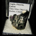 Mineral Specimen: Augite, Fluorite, Calcite from Yates Mine, Otter Lake, Quebec, Canada Mineral Specimen: Augite, Fluorite, Calcite from Yates Mine, Otter Lake, Quebec, Canada