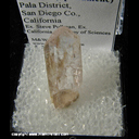 Mineral Specimen: Kunzite (Spodumene) from Pala District. San Diego Co., California Ex. Steve Pullman, California Academy of Sciences Mineral Specimen: Kunzite (Spodumene) from Pala District. San Diego Co., California Ex. Steve Pullman, California Academy of Sciences