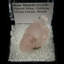 Mineral Specimen: Rose Quartz Crystals from Pitorra Mine, Galileia, Minas Gerais, Brazil Mineral Specimen: Rose Quartz Crystals from Pitorra Mine, Galileia, Minas Gerais, Brazil
