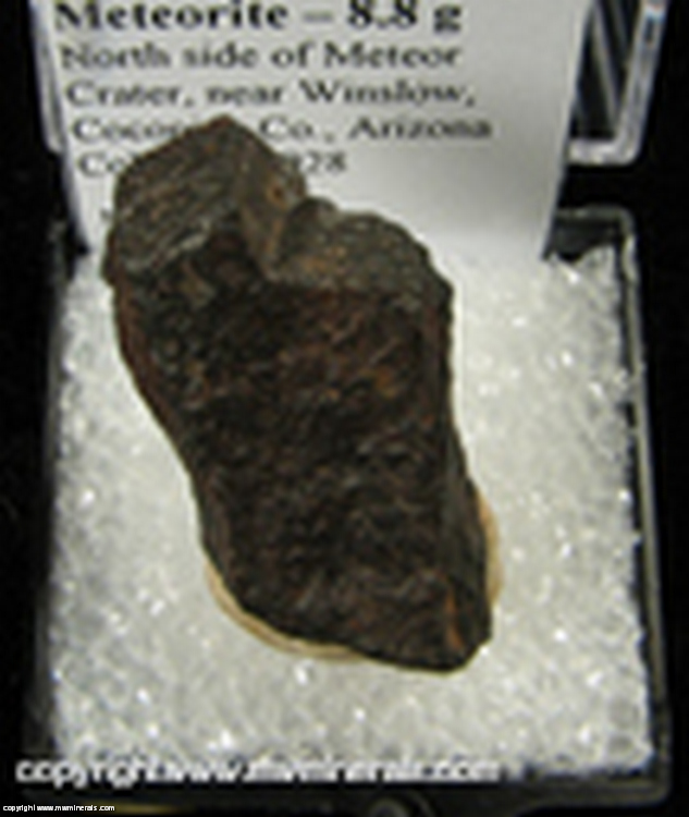 Minerals Specimen: Meteorite, Canyon Diablo - 8.8 g from North side of Meteor Crater, near Winslow, Coconino Co., Arizona Collected 1928 Minerals Specimen: Meteorite, Canyon Diablo - 8.8 g from North side of Meteor Crater, near Winslow, Coconino Co., Arizona Collected 1928