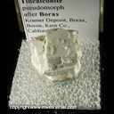 Mineral Specimen: Tincalconite pseudomorph Borax from Kramer deposit, Boron, Kern Co., California Mineral Specimen: Tincalconite pseudomorph Borax from Kramer deposit, Boron, Kern Co., California