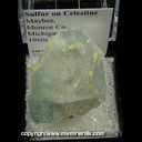 Mineral Specimen: Sulfur on Celesitne from Maybee, Monroe Co., Michigan 1960s
