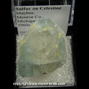 Mineral Specimen: Sulfur on Celesitne from Maybee, Monroe Co., Michigan 1960s Mineral Specimen: Sulfur on Celesitne from Maybee, Monroe Co., Michigan 1960s