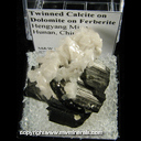 Mineral Specimen: Calcite Twinned Crystals on Ferberite from Yaogangxian Mine, Hunan, China