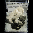 Mineral Specimen: Calcite Twinned Crystals on Ferberite from Yaogangxian Mine, Hunan, China Mineral Specimen: Calcite Twinned Crystals on Ferberite from Yaogangxian Mine, Hunan, China