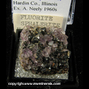 Minerals Specimen: Fluorite, Sphalerite from Hardin Co., Illinois Ex. A. Neely, 1960s Minerals Specimen: Fluorite, Sphalerite from Hardin Co., Illinois Ex. A. Neely, 1960s