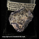Minerals Specimen: Willemite, Quartz, Acicular Wulfenite, Fluorite from Great South Mine, Maricopa, Arizona Minerals Specimen: Willemite, Quartz, Acicular Wulfenite, Fluorite from Great South Mine, Maricopa, Arizona